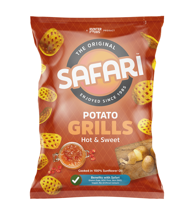 safari potato grills hot and sweet chips pack