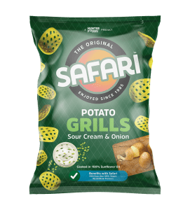 safari potato grills souer cream and onion chips pack