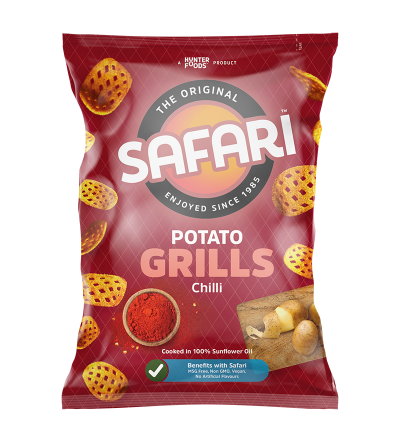 safari potato grills chilli chips pack